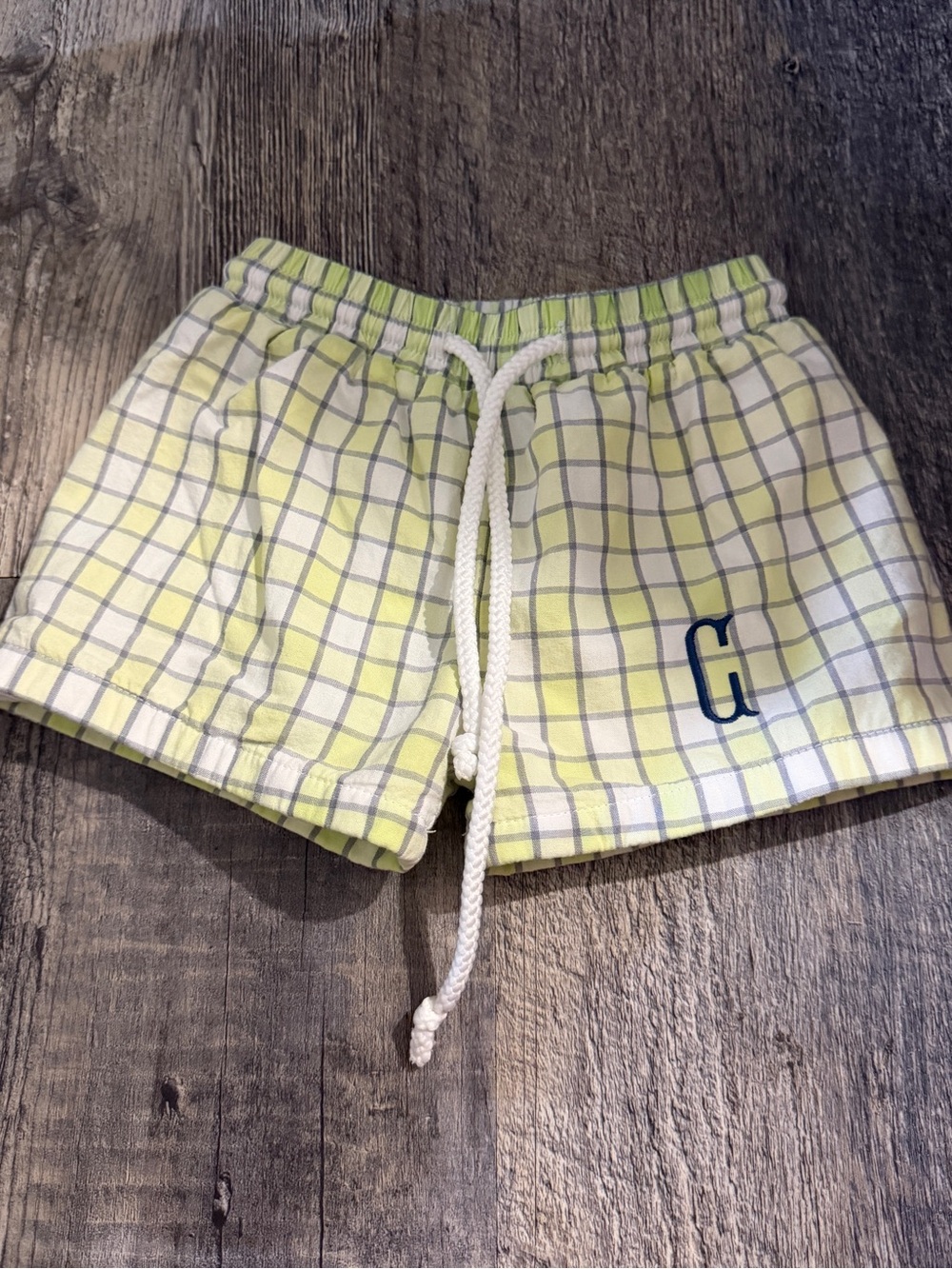 Cecil & Lou Boys Plaid Swim Trunks Size 24M Lime Green Preppy Summer Shorts